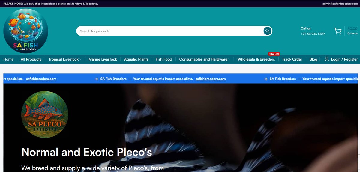The SA Fish Breeders online store